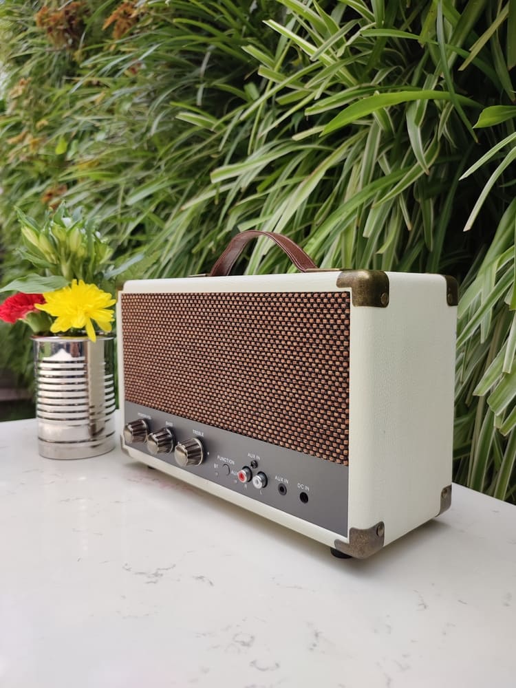 TSH GPO Westwood Bluetooth Speaker Portable, Retro 25 Watts, Subwoofer, RCA Input, Retro Grille, Carry Handle